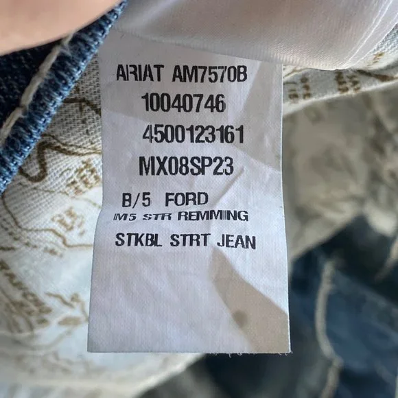 ARIAT Straight Fit Straight Leg M5 Size 34 X 30 Mens Denim Jeans - Loop Lock - Picture 14 of 16